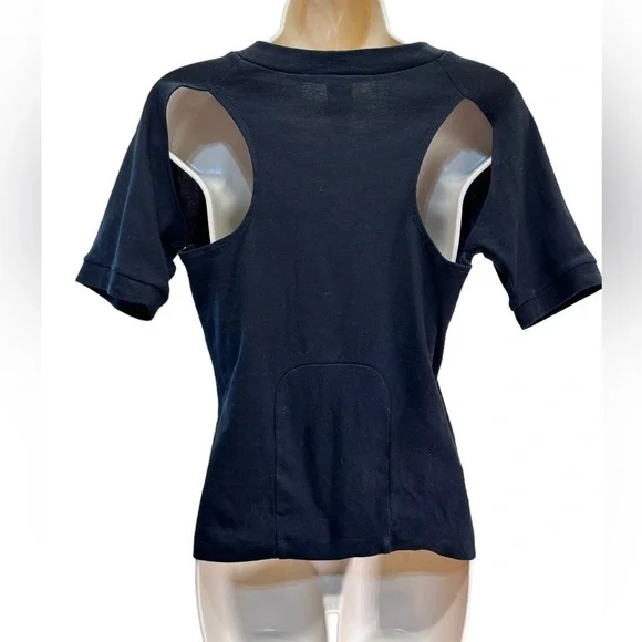 Zero + Maria Cornejo Black Half sleeve fitted crewneck tshirt top